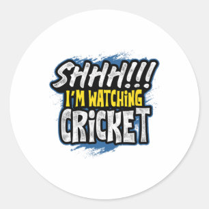 Psst Ich schaue Cricket-Sportfan-Wächter Athlet Runder Aufkleber