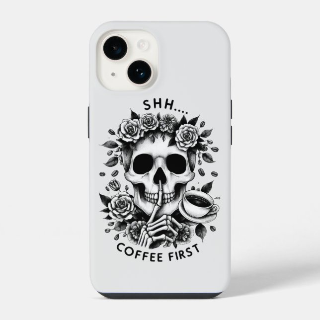 Psst...Kaffee zuerst iPhone Hülle (Rückseite)