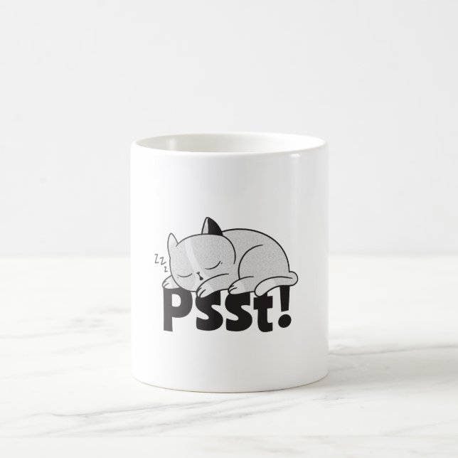 Psst Lazy Katze schläft Kaffeetasse (Mittel)