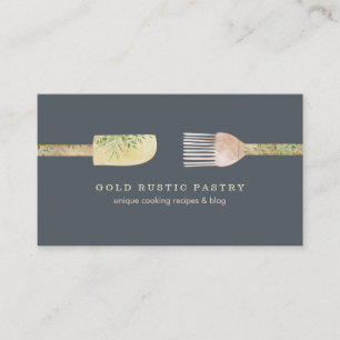 Pstry eucalyptus leaf spoon spatula navy rustic visitenkarte