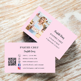Pstry Koch Foto Slogan QR-Code pink Visitenkarte