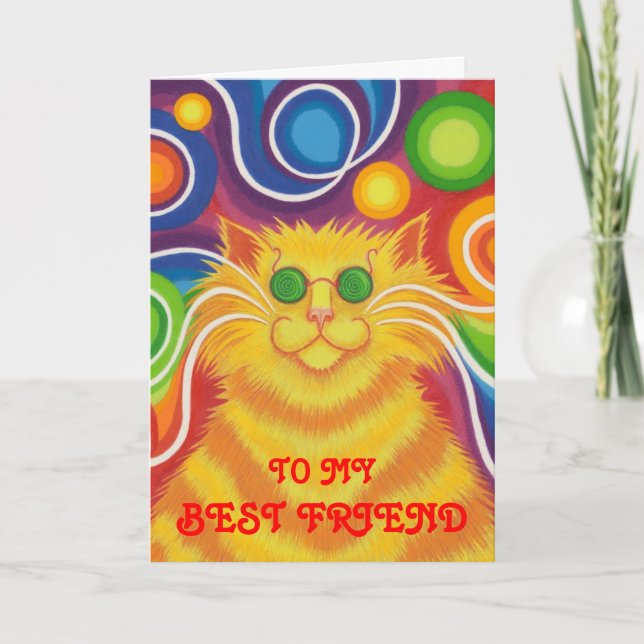 Psy-cat-delic 'Best Friend'Groovy Geburtstag' Kart Karte (Vorderseite)