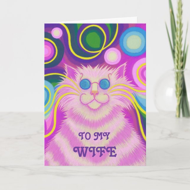Psy-cat-delic 'Ehefrau''Groovy Geburtstag' Karte (Vorderseite)