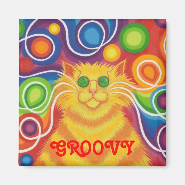 Psy-cat-delic "Groovy" Kühlschrankmagnet Magnet (Vorne)