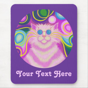 Psy-cat-delic pink "Dein Text" lila Mousepad