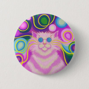 Psy-cat-delic Pink-Knopfdruck-Abzeichen Button