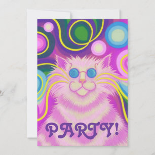 Psy-cat-delic Pink Party Einladung vertikal