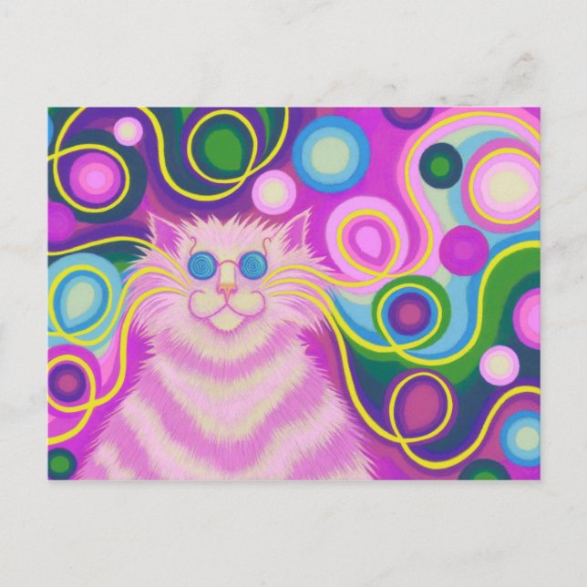 Psy-cat-delic Pink Postkarte (Vorderseite)
