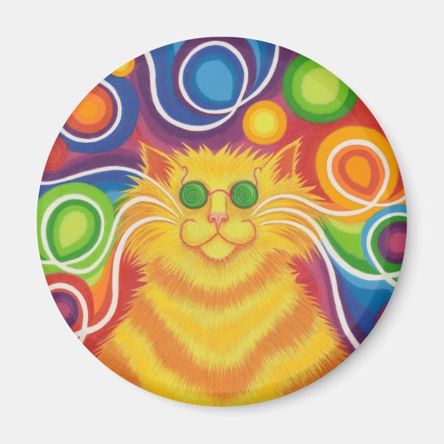 Psy-cat-delikaler Kühlschrankmagnet rund Magnet (Vorne)