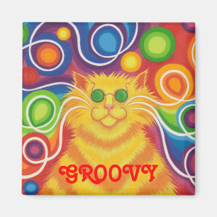 Psy-Katze-delic "Groovy" Kühlschrankmagnetquadrat Magnet