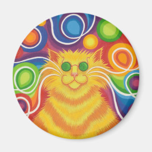 Psy-Katze-delic Kühlschrankmagnet rund Magnet