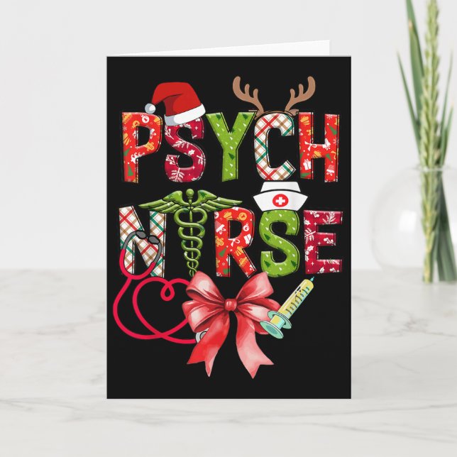 Psych Nurse Christmas Cute Coquette Christmas Bow  Karte (Vorderseite)