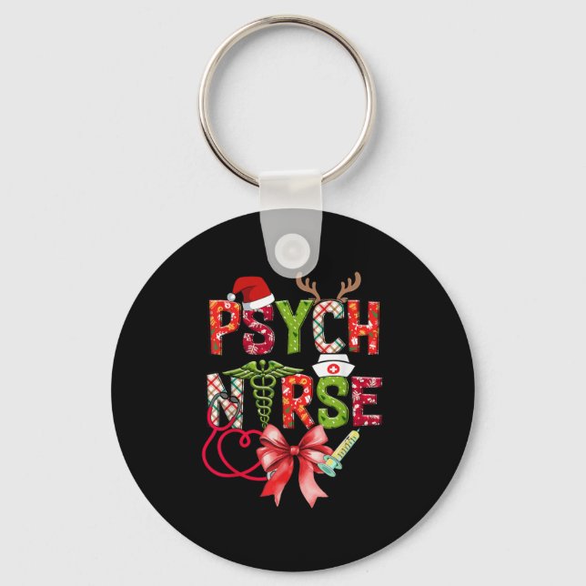 Psych Nurse Christmas Cute Coquette Christmas Bow  Schlüsselanhänger (Vorderseite)