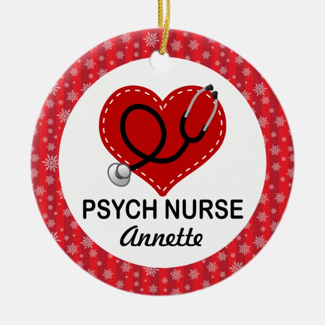 Psych Nurse Weihnachtsgeschenk Keramikornament (Vorne)