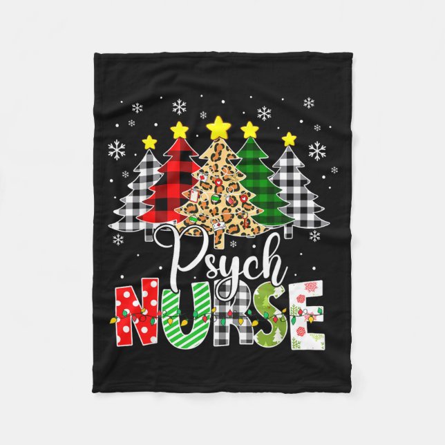 Psych Nurse Xmas Tree Leopard Red Plaid Christmas  Fleecedecke (Vorderseite)