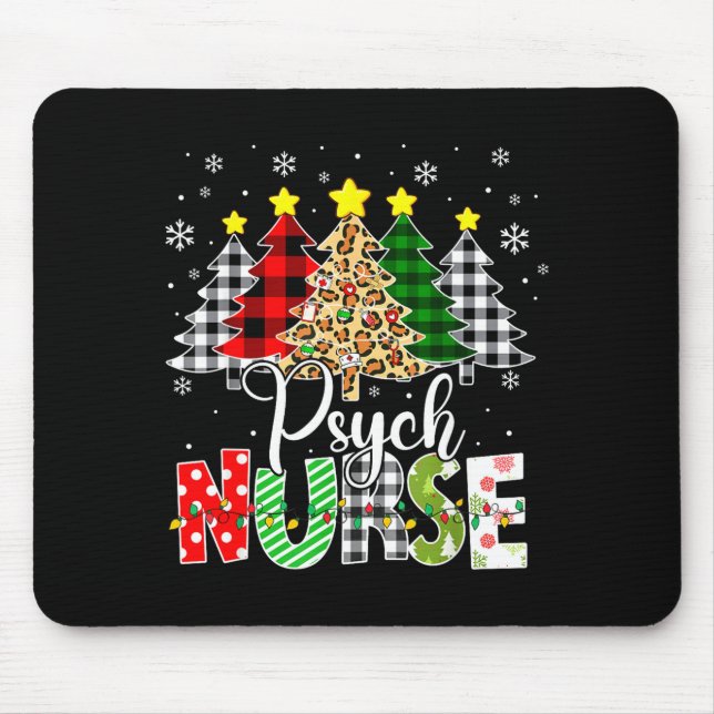 Psych Nurse Xmas Tree Leopard Red Plaid Christmas  Mousepad (Vorne)