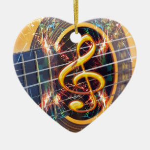 Psychadelic Accoustic Guitar, Musikblatt Design Keramikornament