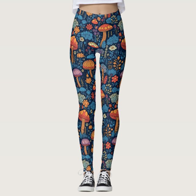 Psychadelic Groovy Mushrooms Leggings (Vorderseite)