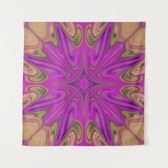 Psychadelic Liquid Abstrakt Lila Orange Wandteppich (Vorderseite)