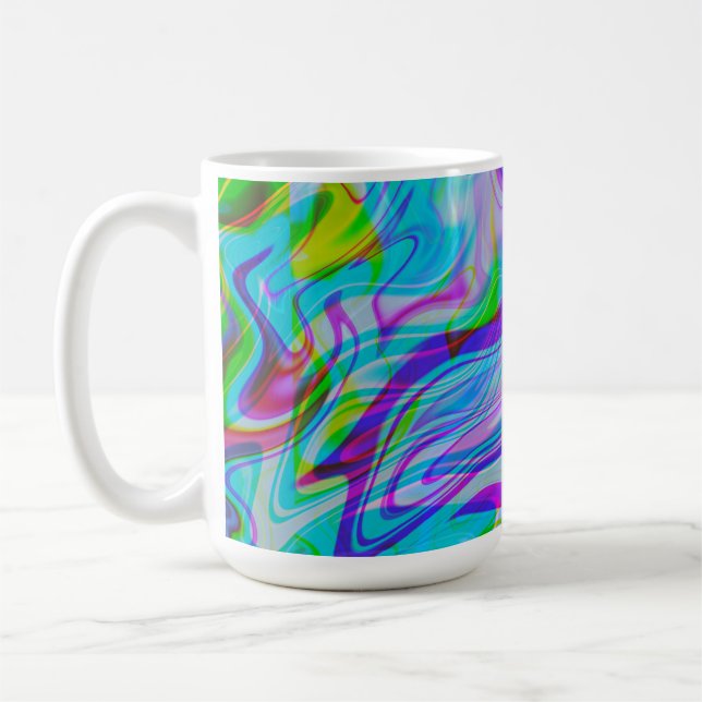 Psychadelic Liquid Abstraktes Muster Blau Kaffeetasse (Links)