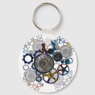 Psychadelic steampunk gears, Cogs, clock face gift Schlüsselanhänger