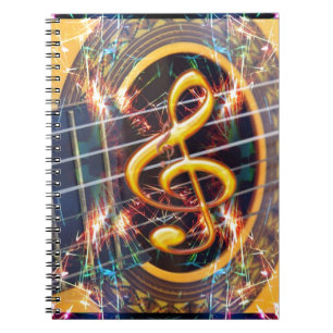 Psychadelische Akustikgitarre, Notenblatt-Design Notizblock