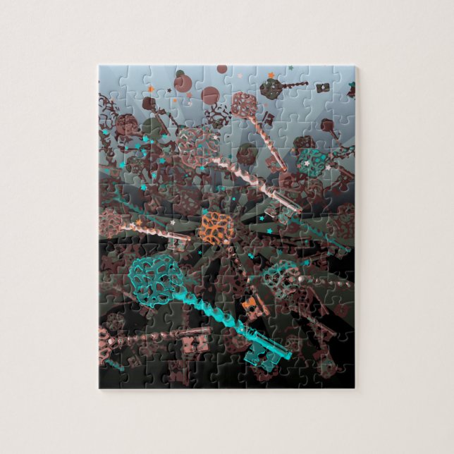 Psychadelische Steampunktasten, Rochen, dunkles Re Puzzle (Vertikal)