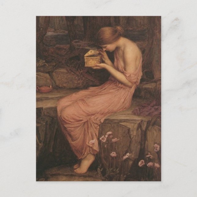 Psyche Opening the Golden Box by J W Waterhouse Postkarte (Vorderseite)