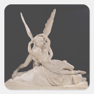 Psyche wiederbelebt durch den Kuss von Cupid 1787- Quadratischer Aufkleber