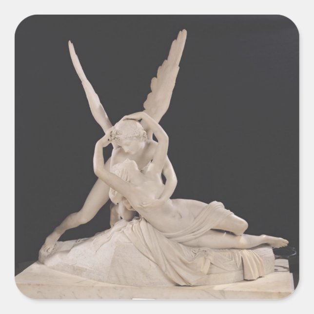 Psyche wiederbelebt durch den Kuss von Cupid 1787- Quadratischer Aufkleber (Vorderseite)