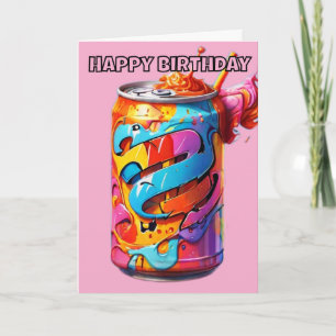 Psychedelfarbene Soda kann Geburtstag haben Karte