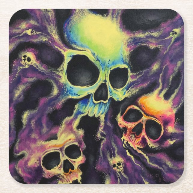 "Psychedelia" Skull Cluster Drink Untersetzer (Vorderseite)