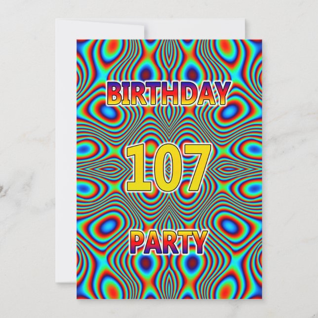 Psychedelic 107. Geburtstagsparty Einladung (Vorderseite)