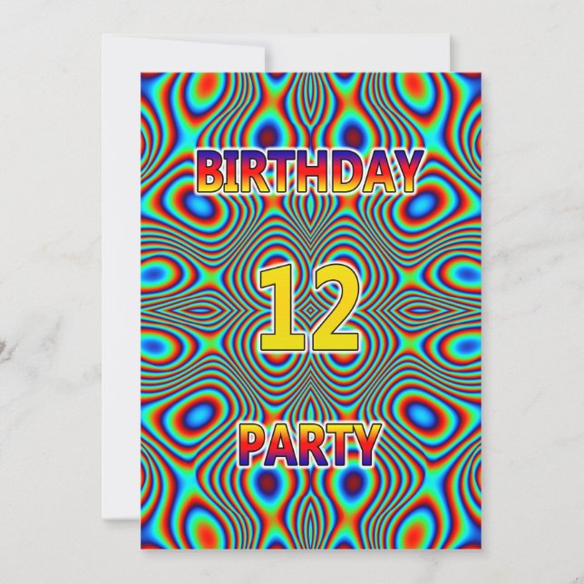 Psychedelic 12. Geburtstagsparty Einladung (Vorderseite)