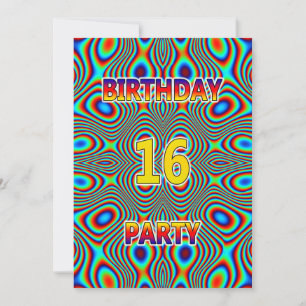 Psychedelic 16. Geburtstagsparty Einladung