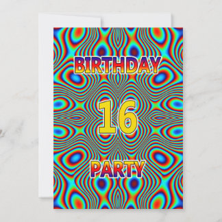 Psychedelic 16. Geburtstagsparty Einladung