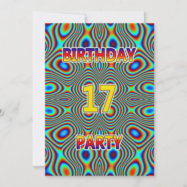 Psychedelic 17. Geburtstagsparty Einladung (Vorderseite)