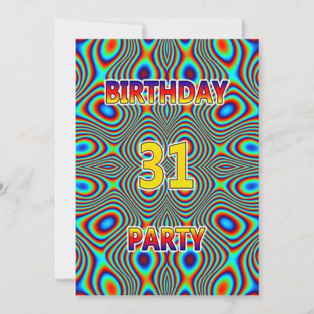 Psychedelic 31. Geburtstagsparty Einladung (Vorderseite)
