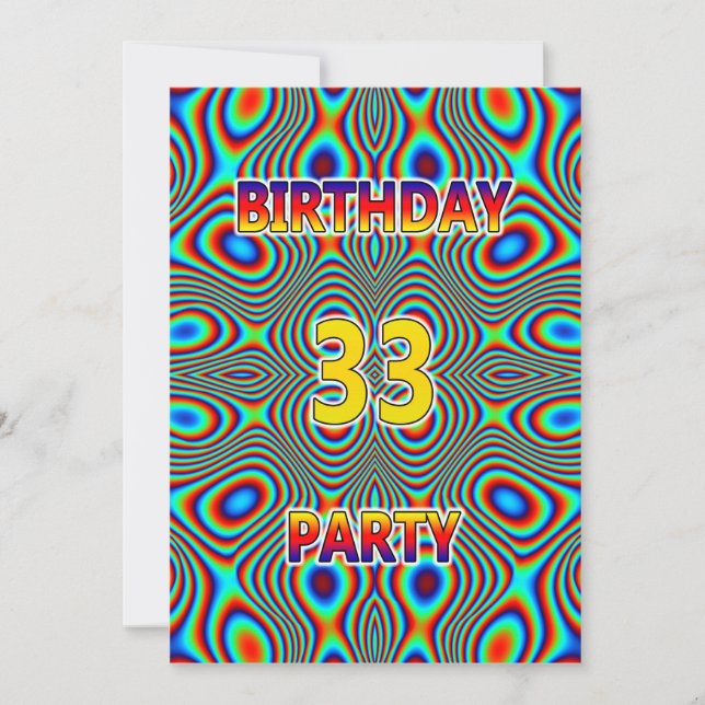 Psychedelic 33. Geburtstagsparty Einladung (Vorderseite)