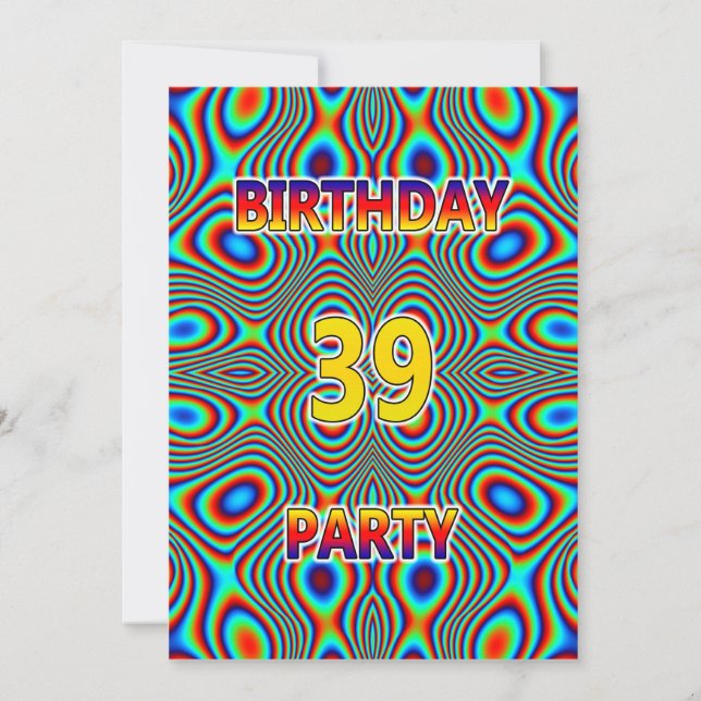 Psychedelic 39. Geburtstagsparty Einladung (Vorderseite)