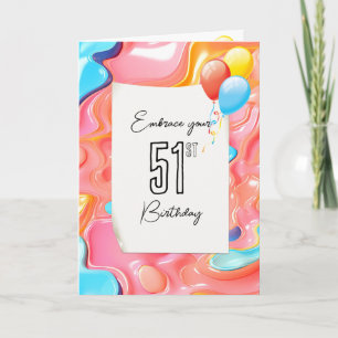 Psychedelic 3D Abstrakt für 51. Geburtstag Karte