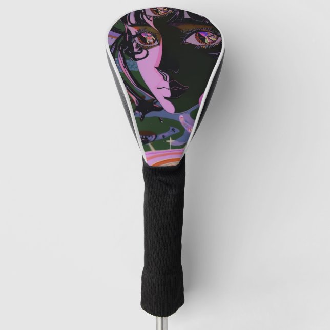 Psychedelic 3rd Eye Anime Girl Golf Headcover (Vorderseite)