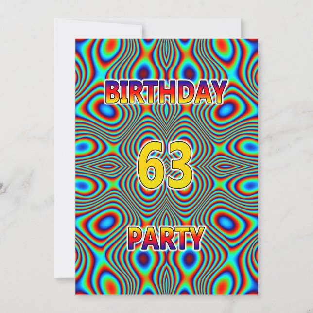 Psychedelic 63. Geburtstagsparty Einladung (Vorderseite)