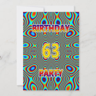 Psychedelic 63. Geburtstagsparty Einladung