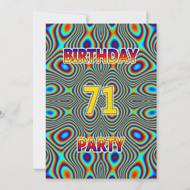 Psychedelic 71. Geburtstagsparty Einladung (Vorderseite)