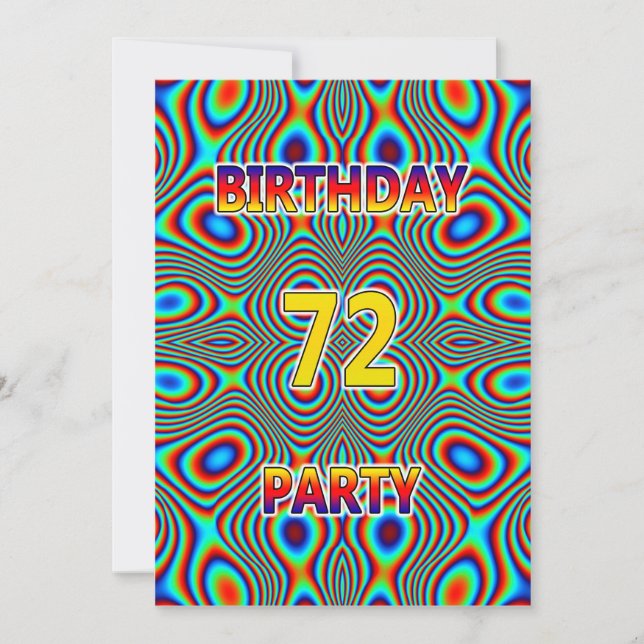Psychedelic 72. Geburtstagsparty Einladung (Vorderseite)