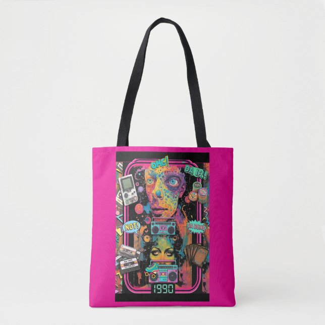 Psychedelic 90s Style All Over Print Tote Bag (Vorderseite)