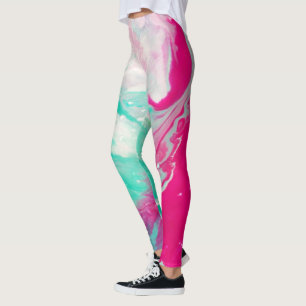Psychedelic Abstrakt Magenta und Aqua   lebendig Leggings