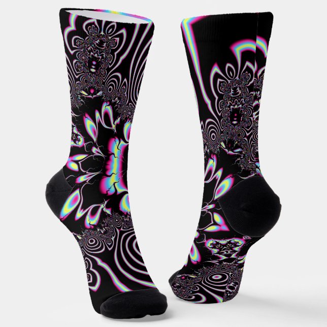 Psychedelic Acid Trip Fraktal Abstrakte digitale K Socken (Gewinkelt)