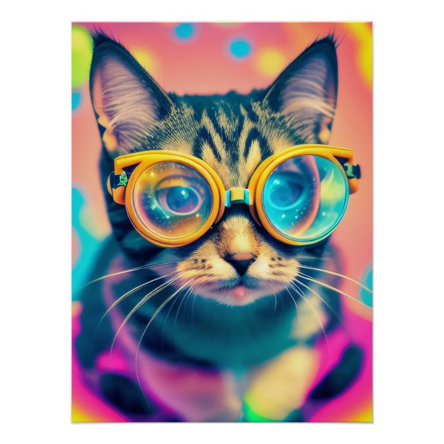 Psychedelic Acid Trip Kitty Cat Poster (Vorderseite)